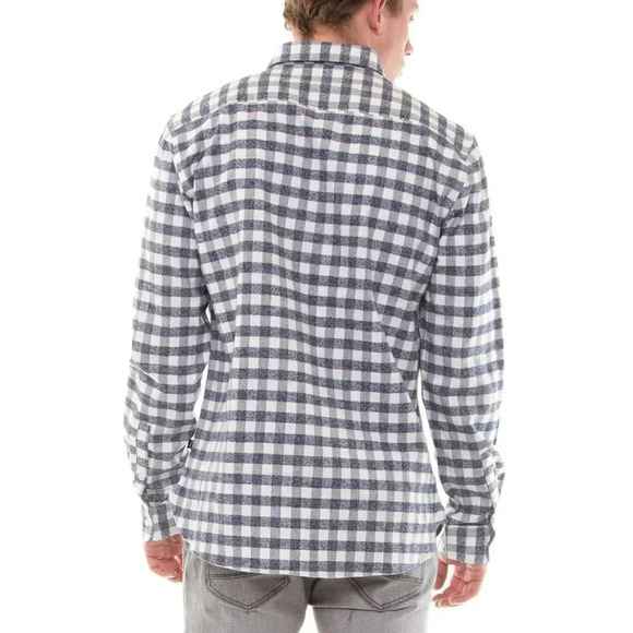 NWT Civil Society Cortez Men's Navy Cotton Check Flannel Shirt Size S (MSRP $79) - Picture 2 of 5
